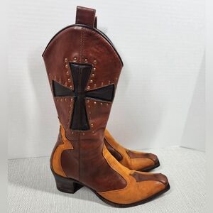 Siren Mark Nason Size 8 Brown Leather Boots Western Cowboy